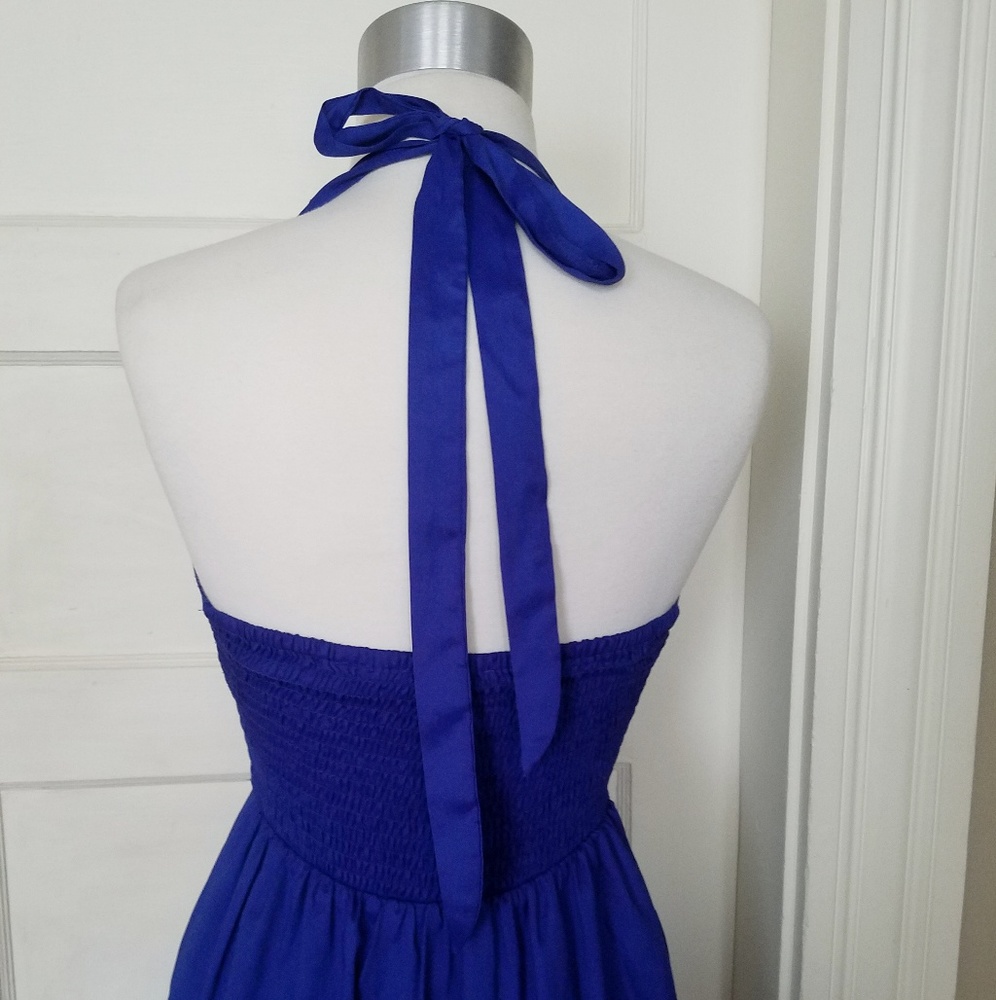 Blue Ruffle Halter Dress Small - Picture 5 of 6